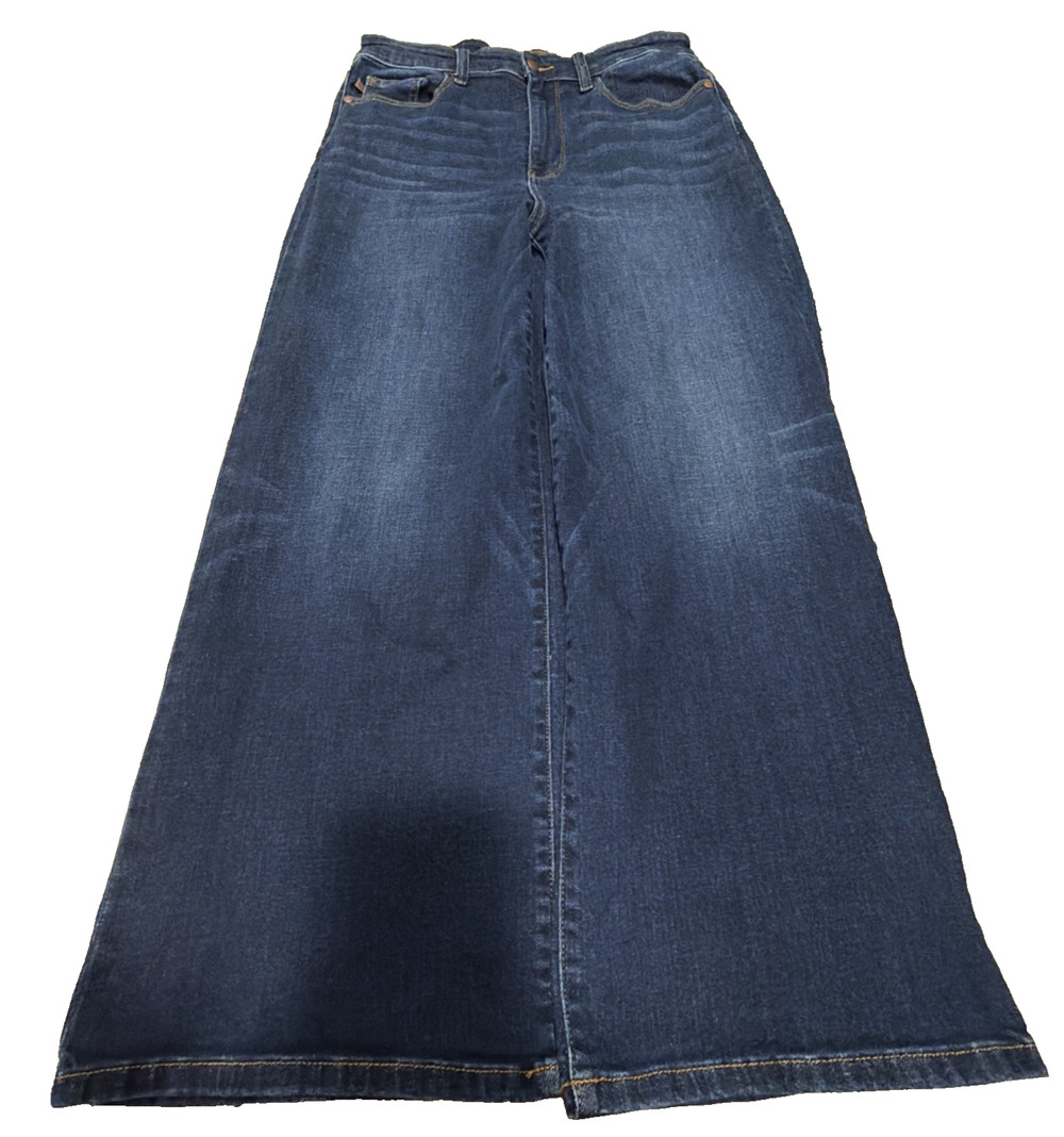 Judy Blue High Rise Ankle Wide Leg Jeans 11/30 Dark Wash Stretch